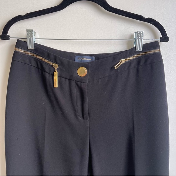 Vintage 90s Y2k Roberto Cavalli CLASS Black Pants Trousers Slacks Gold Zipper 8 - Picture 3 of 10
